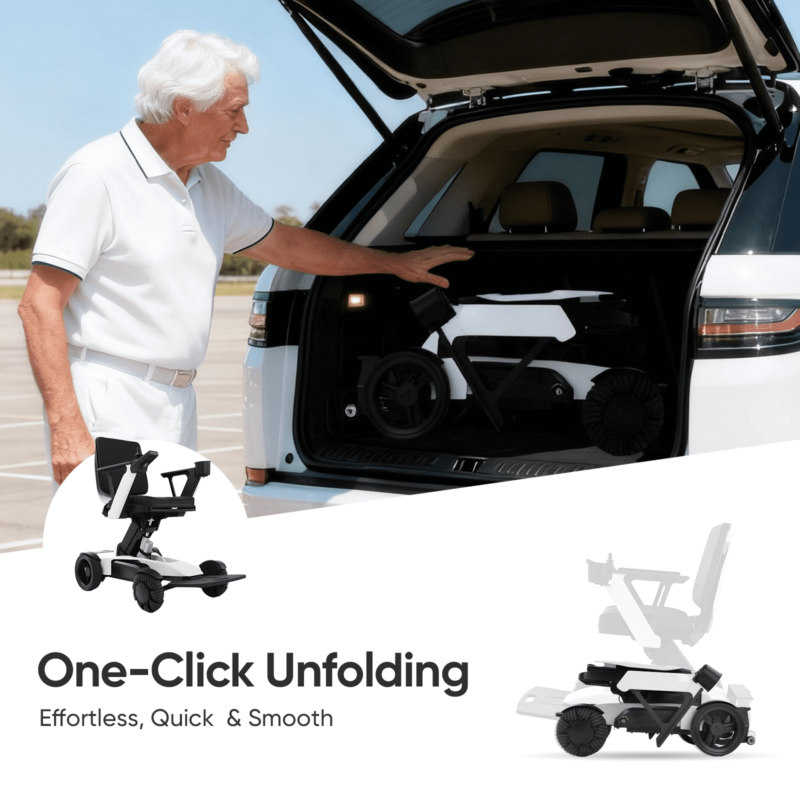 Tivaro Electric Wheelchair for Adults, Foldable Power Chair, Lift Seat, White-S12 | Powered Lift Seat, Remote Control, Dual Motor, 360 Joystick, Foldable Power Wheelchair for Seniors, Indoor Outdoor