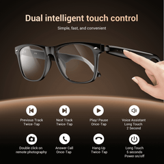 LUOMATE Smart Bluetooth Glasses with Photochromic Lenses for Men and Women - UV/Blue Light Protection, Voice Assistant, Hands-Free Calls, Music Playback, Lightweight for Business & Travel